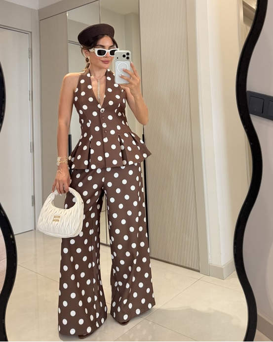 Rodney Polka Dot Blouse and Pants Set