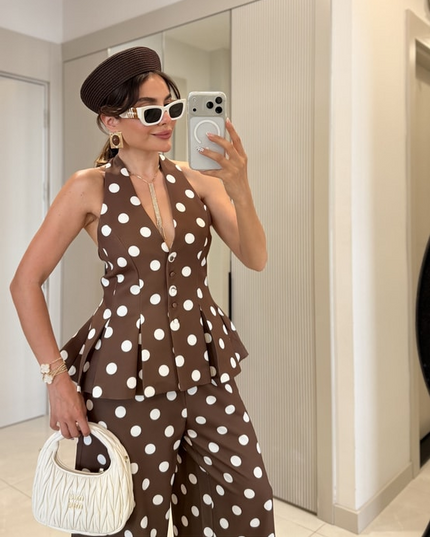 Rodney Polka Dot Blouse and Pants Set