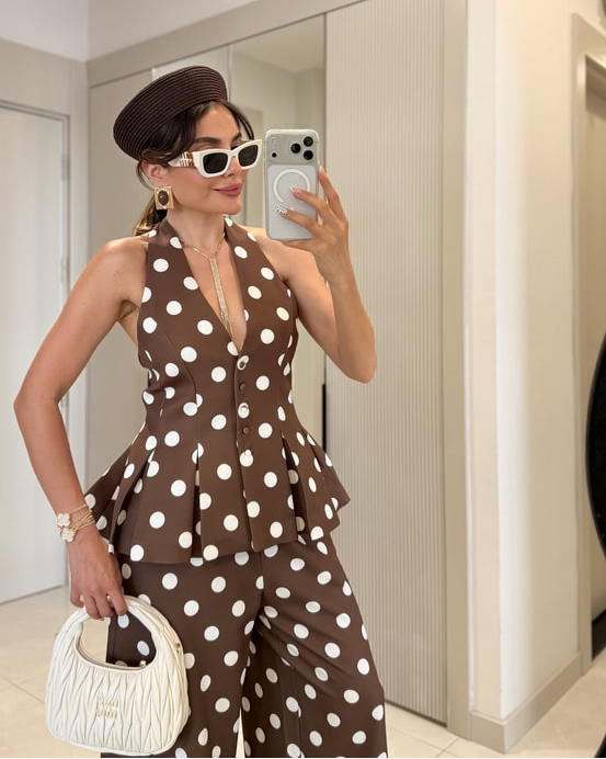 Rodney Polka Dot Blouse and Pants Set