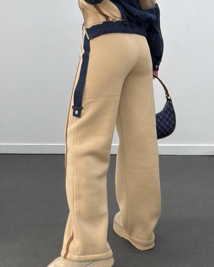 Romina Denim Mix Fleece Jacket Tracksuit Set