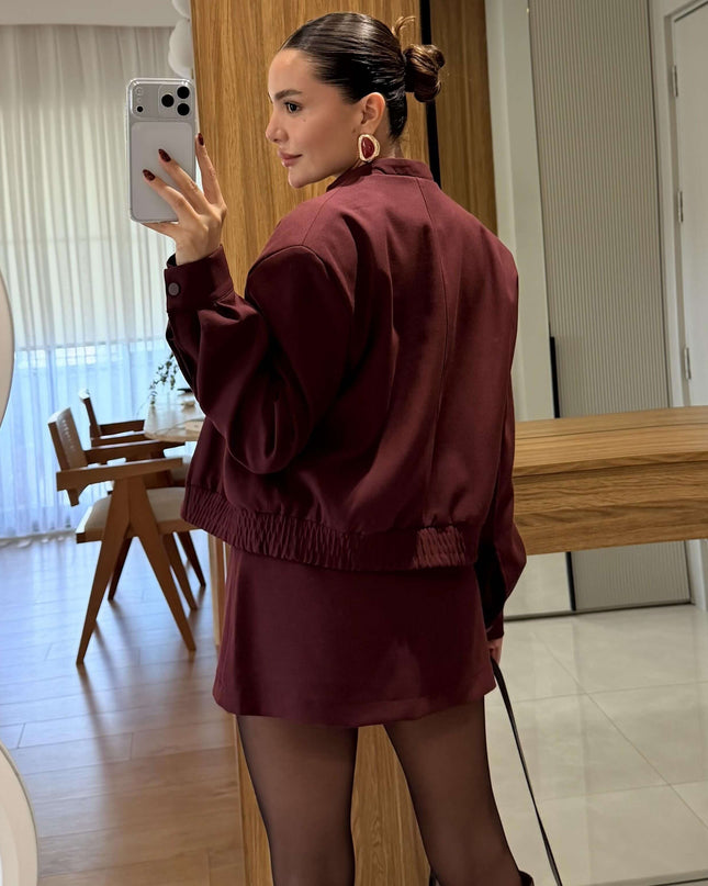 Scarlett Burgundy Jacket Skort Set