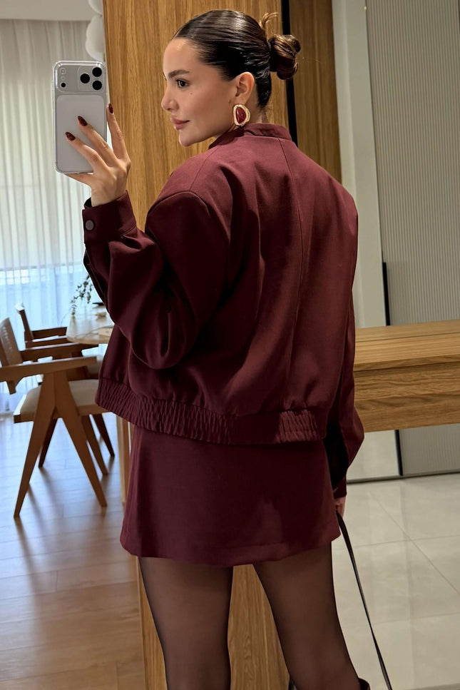 Scarlett Burgundy Jacket Skort Set