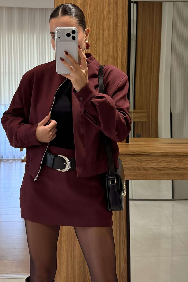Scarlett Burgundy Jacket Skort Set