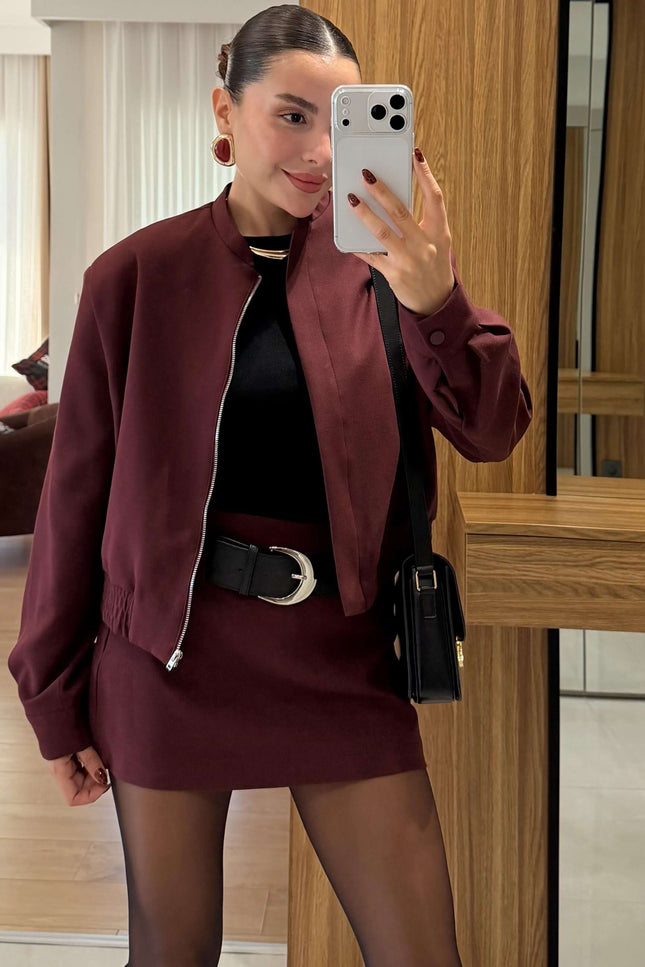 Scarlett Burgundy Jacket Skort Set