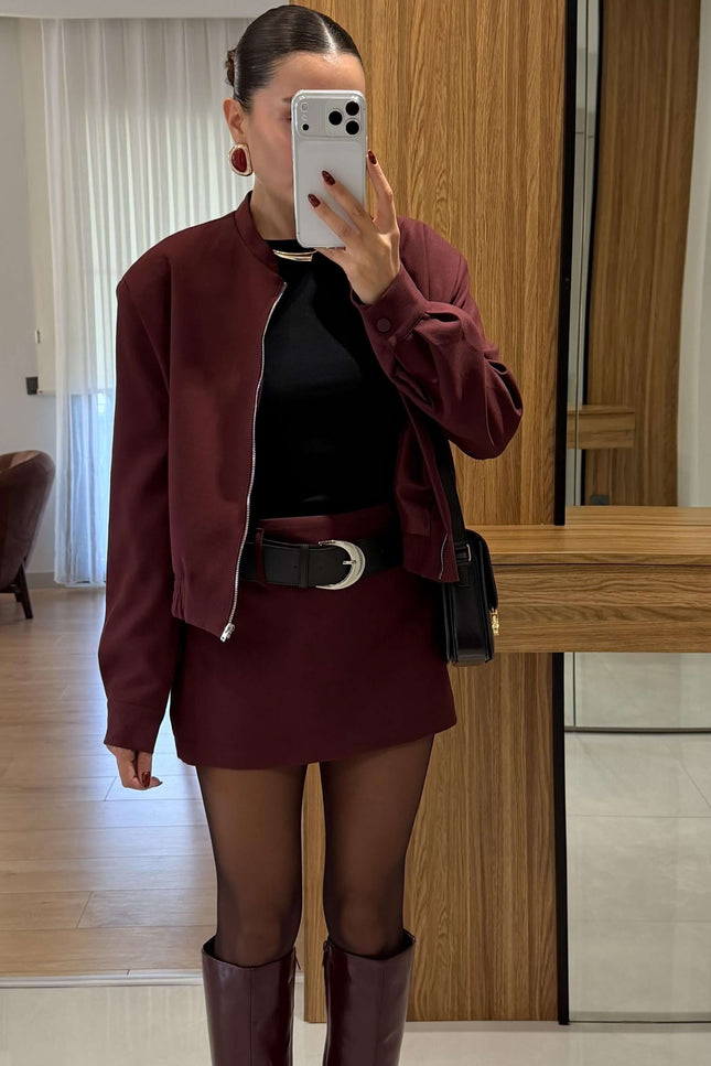 Scarlett Burgundy Jacket Skort Set
