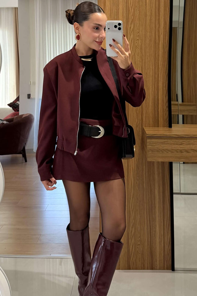 Scarlett Burgundy Jacket Skort Set