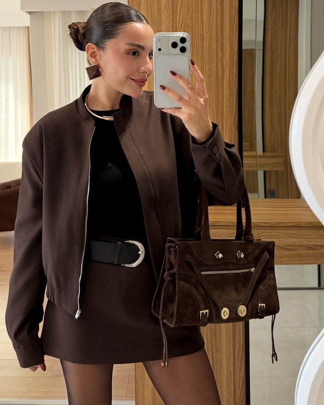 Scarlett Brown Jacket Skort Set