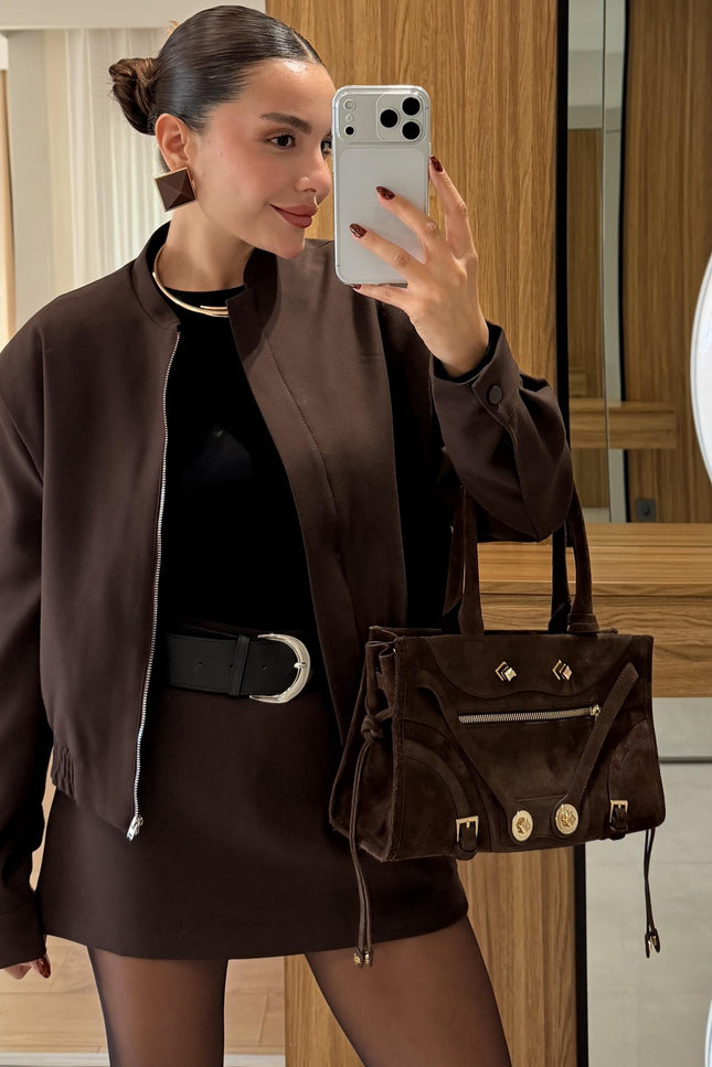 Scarlett Brown Jacket Skort Set