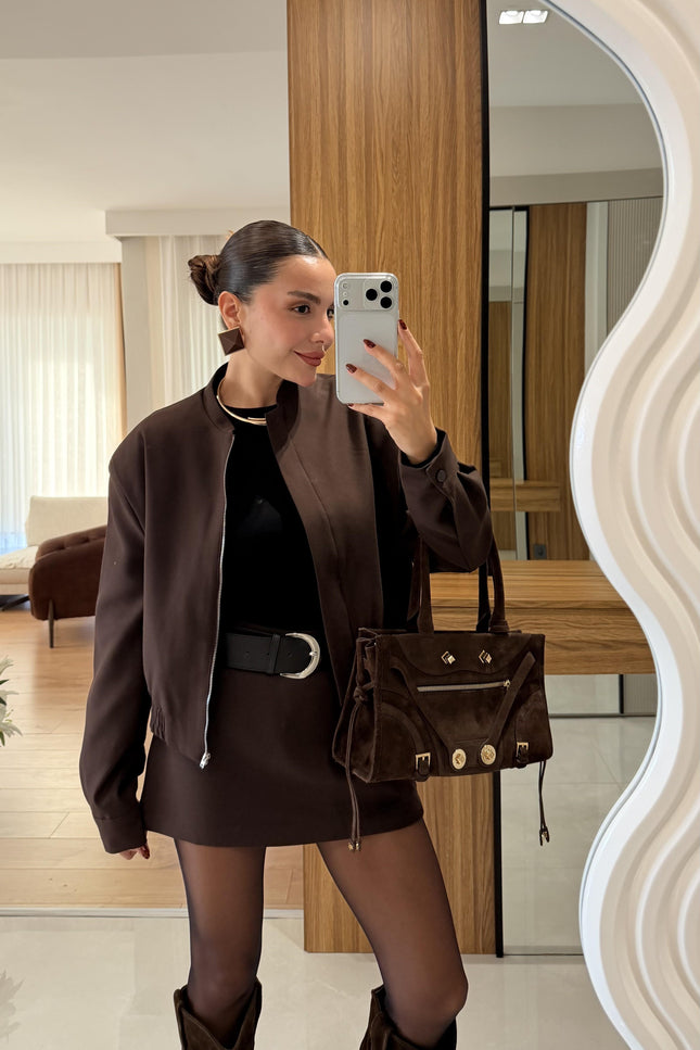 Scarlett Brown Jacket Skort Set