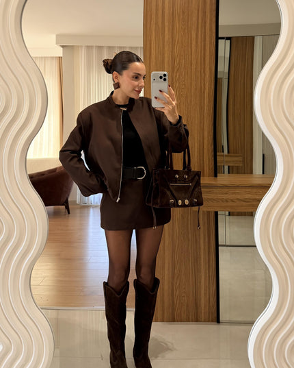 Scarlett Brown Jacket Skort Set