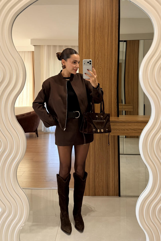 Scarlett Brown Jacket Skort Set
