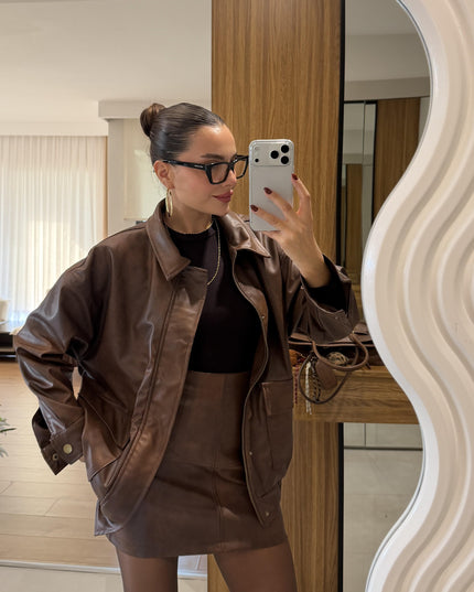 Secret Coffee Wash Genuine Leather Jacket for Women - Stylish & Durable