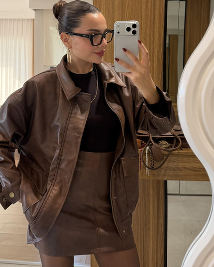 Premium Coffee Wash Set Jacket With Skirt