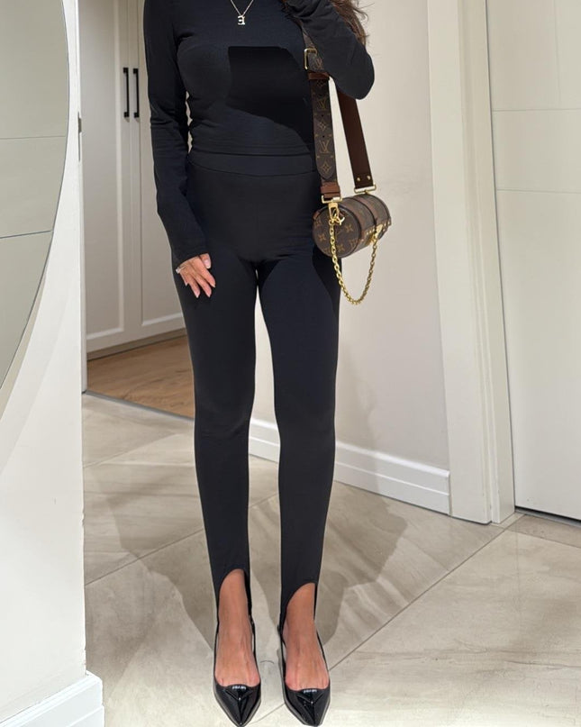 Black Elastic Heel Tights Legging