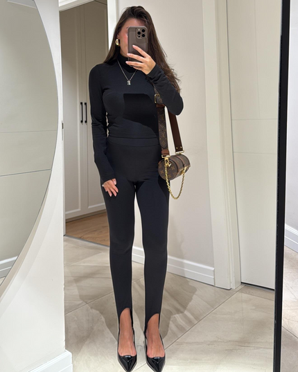 Black Elastic Heel Tights Legging