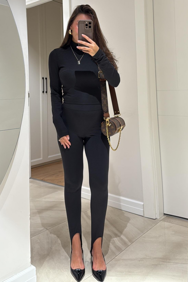 Black Elastic Heel Tights Legging
