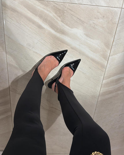 Black Elastic Heel Tights Legging