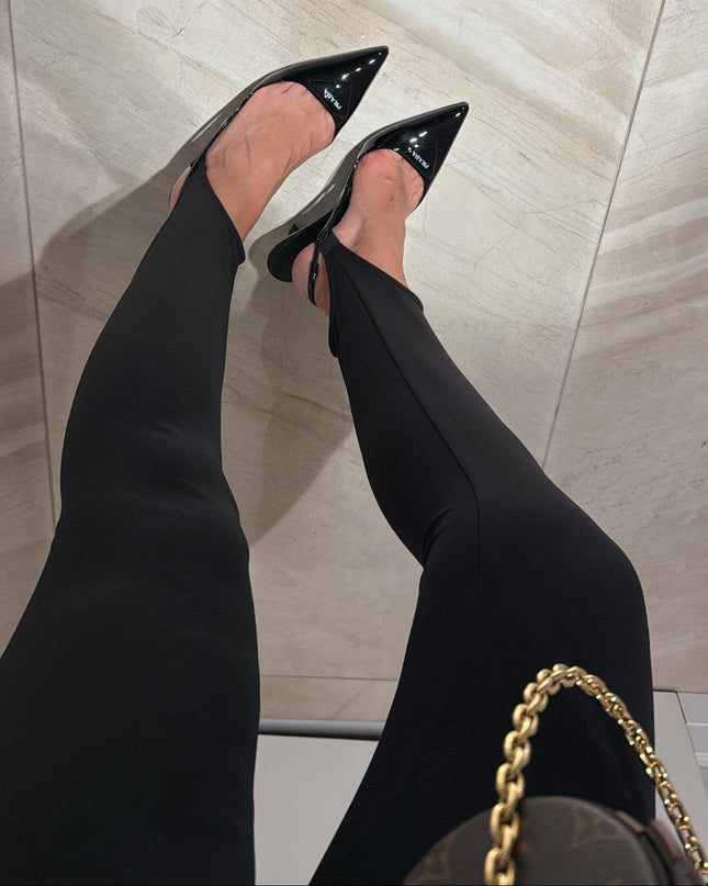 Brown Elastic Heel Tights