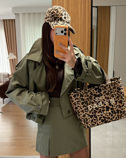 Luciana Stone Khaki Belted Short Skirt (QUZU BRAND)