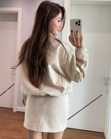 Angelina Suede Set Jacket with Skirt