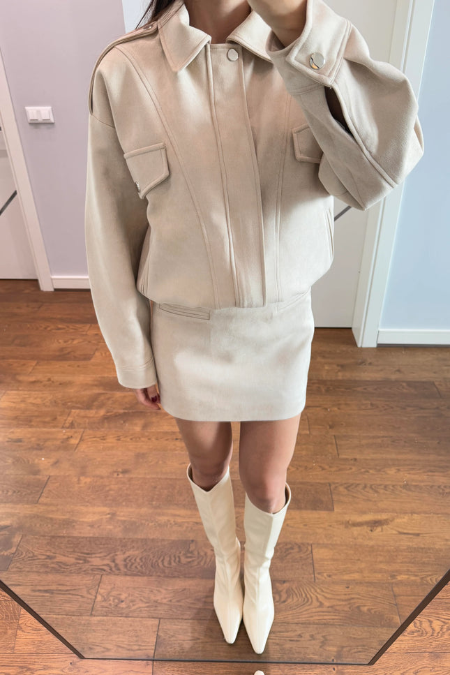 Angelina Suede Set Jacket with Skirt