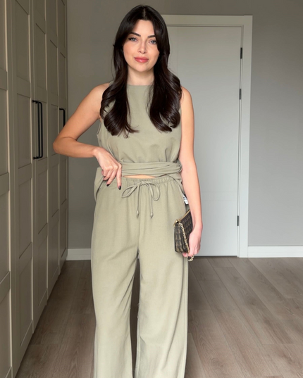 Tana Asymmetric Blouse and Pants Set