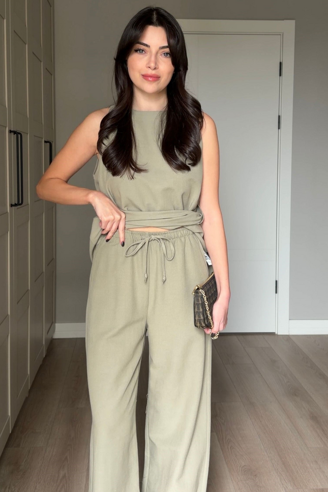 Tana Asymmetric Blouse and Pants Set