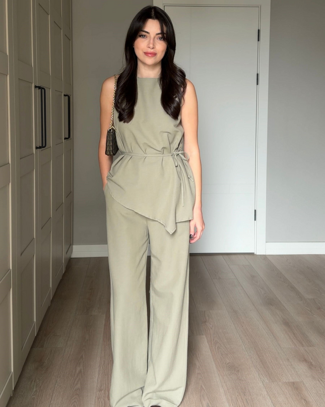 Tana Asymmetric Blouse and Pants Set