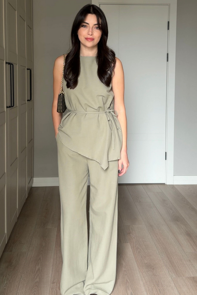Tana Asymmetric Blouse and Pants Set