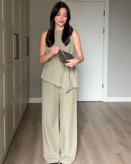 Tana Asymmetric Blouse and Pants Set