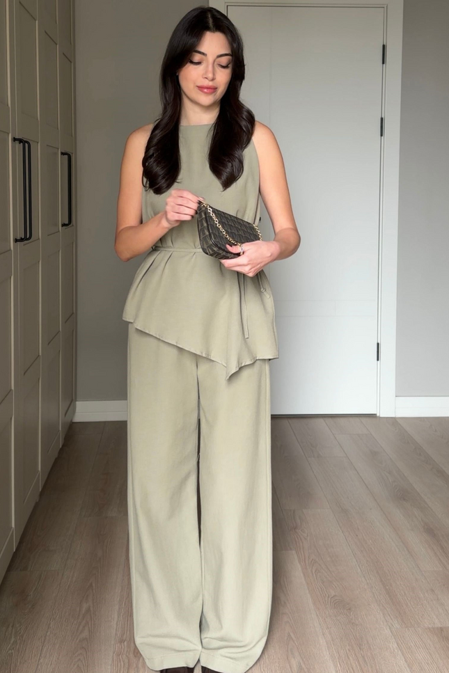 Tana Asymmetric Blouse and Pants Set