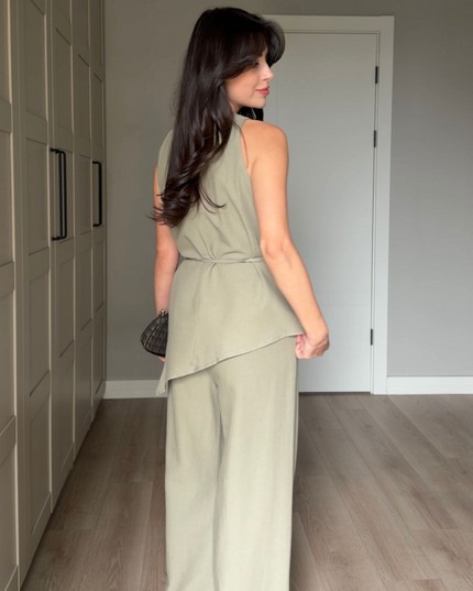 Tana Asymmetric Blouse and Pants Set