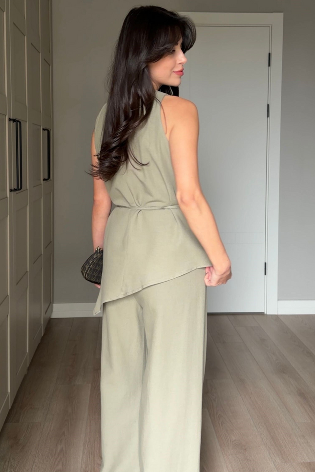 Tana Asymmetric Blouse and Pants Set