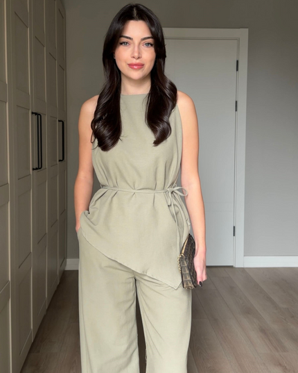 Tana Asymmetric Blouse and Pants Set
