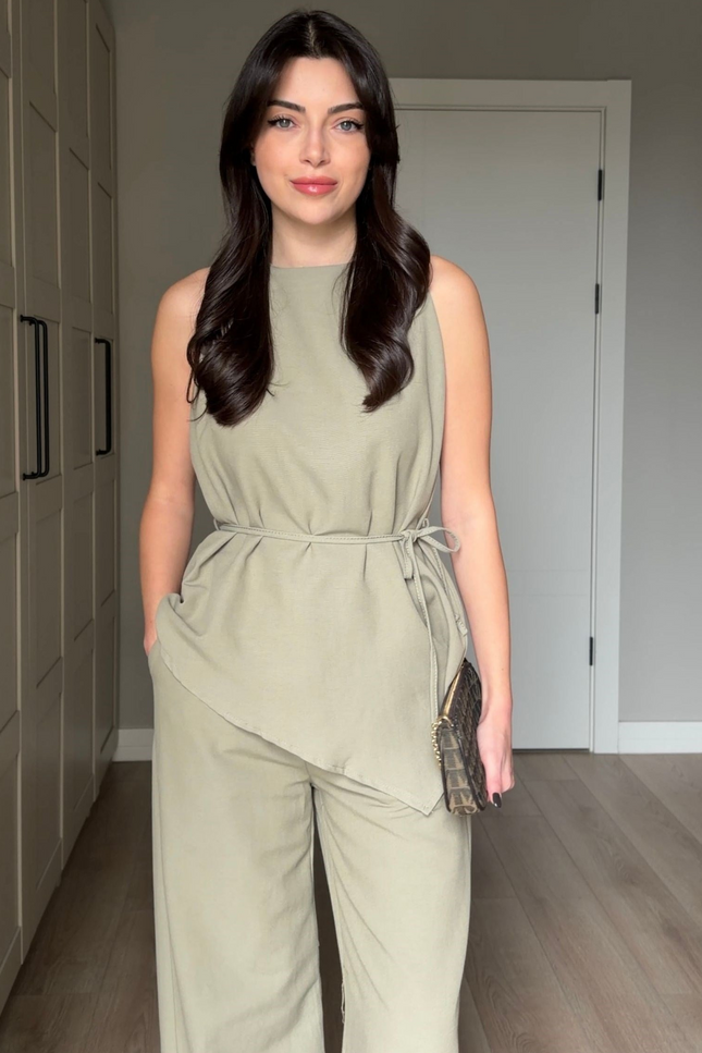 Tana Asymmetric Blouse and Pants Set