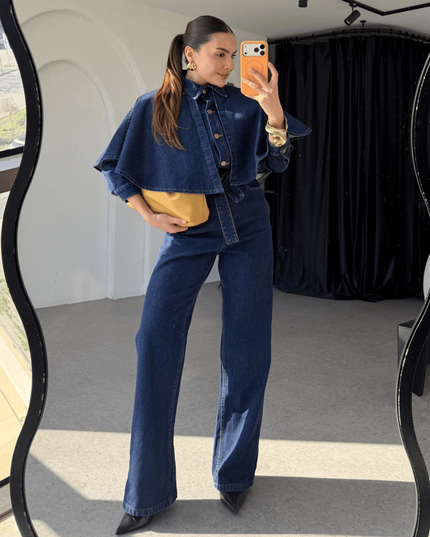 Tatyana Denim Jumpsuit with Cape