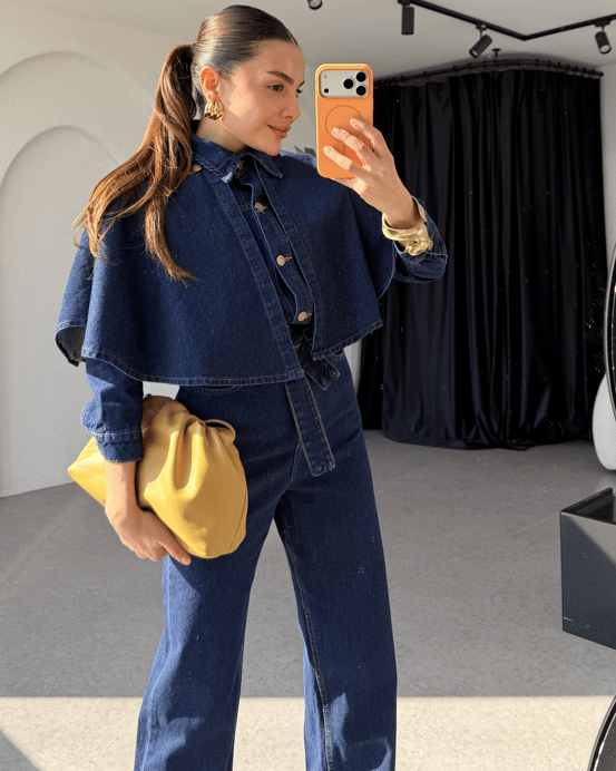 Tatyana Denim Jumpsuit with Cape
