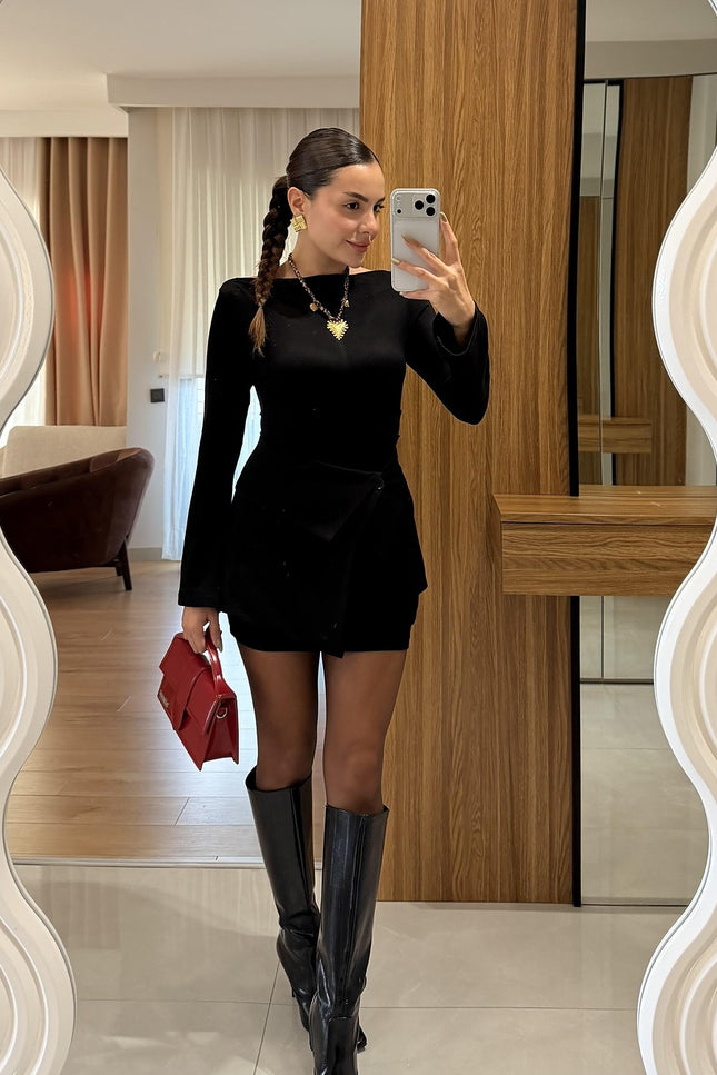 Chic Black Two-Piece Dress-Skirt