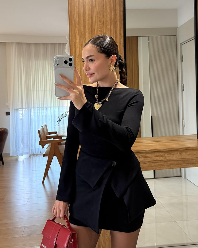 Chic Black Two-Piece Dress-Skirt