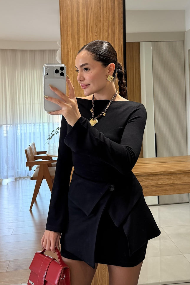 Chic Black Two-Piece Dress-Skirt